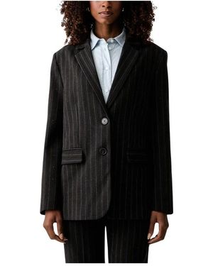 Twinset Jassen ,Bruin ,Katoen Pinstripe Sequin Blazer - Zwart