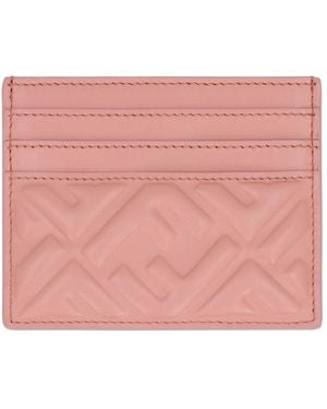 Fendi Leren Kaarthouder Met Ff-Motief - Roze