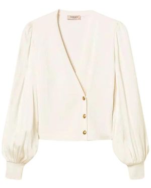 Twinset Asymmetrische V-Hals Gebreide Top Met Overslag - Wit