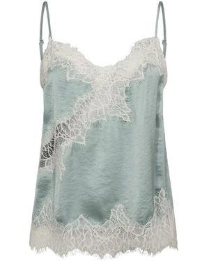 co'couture Spaghetti-Träger Top Mit Spitzensaum - Blau