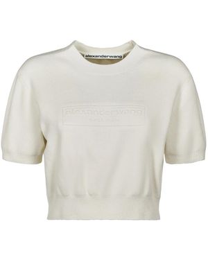 Alexander Wang Geprägtes Logo Geripptes Tee Kollektion - Weiß