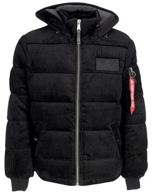 Alpha Industries Jassen ,Zwart ,Katoen Puffer Cord Jacket