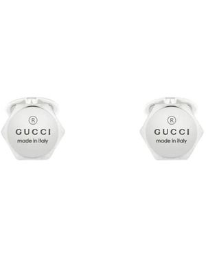 Gucci Accessoires ,Grijs ,Hexagon Logo Manchetknopen - Wit