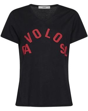 Fendi Jersey T-Shirt Mit Favoloso Print - Schwarz