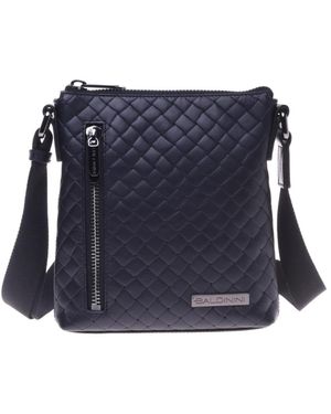 Baldinini Crossbody bag in schwarzem gewebtem leder - Blau
