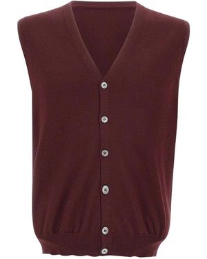 Gran Sasso Truien & Vesten ,Rood ,Wol V-Hals Gilet Van Scheerwol - Paars