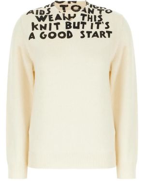MM6 by Maison Margiela V-Neck Knitwear - White