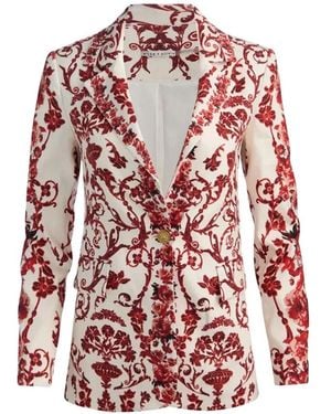Alice + Olivia Gedrukte Linnen Blazer - Rood