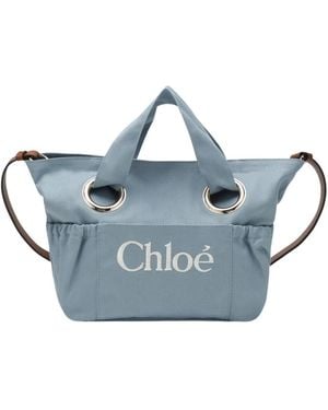 Chloé Logo-Stickerei Shopper - Blau