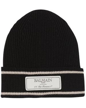 Balmain Accessoires ,Zwart ,Wol Signature Beanie