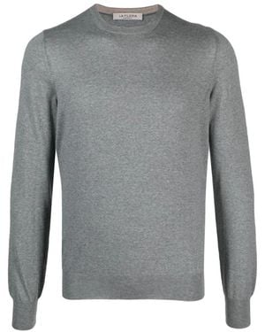 La Fileria Grijze Wol Ronde Hals Sweater - Grijs