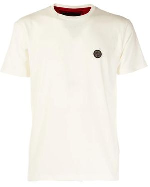 Museum Gerippter Kragen Casual T-Shirt - Weiß