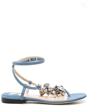 Mach & Mach Denim Herz Zehentrenner - Blau