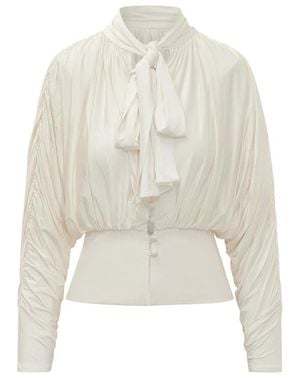 Self-Portrait Overhemden ,Wit ,Polyester Strik Blouse Met Strikdetail