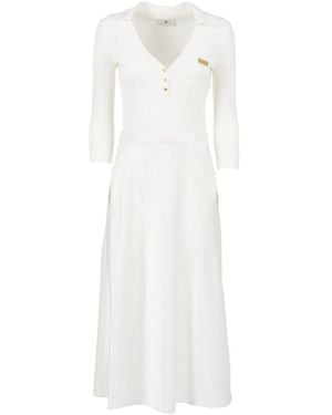 Elisabetta Franchi Knitted Dresses - White