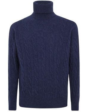 FILIPPO DE LAURENTIIS Gebreide Trui Met Col - Blauw