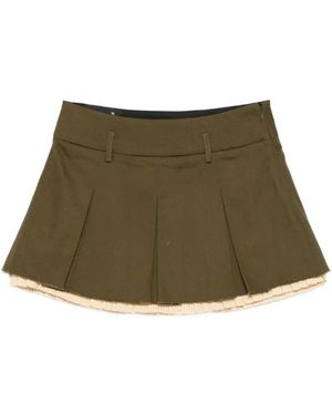 R13 Geplooide Mini Rok Met Onderrok - Groen