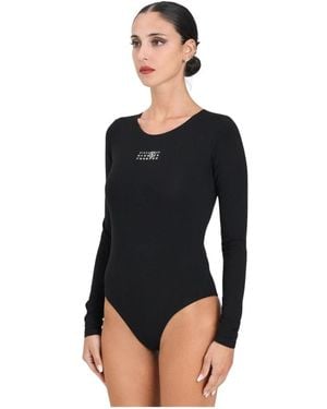 Maison Margiela Schwarzes Langarm-Top Mit Logodruck