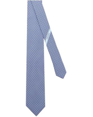 Ferragamo Gancini Muster Seidenkrawatte - Blau