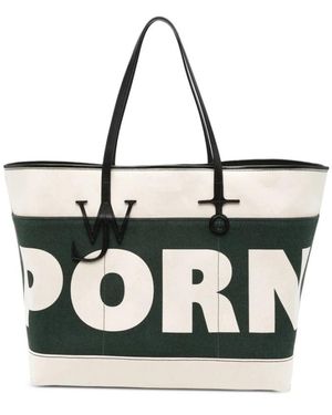 JW Anderson Tassen ,Wit ,Leer Xl Anker Canvas & Leer Tote - Zwart