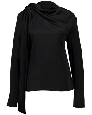 Givenchy Zwarte Gedrapeerde Strikblouse