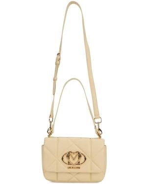 Love Moschino Gesteppte Schultertasche Mit Logo-Plakette - Natur