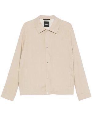 BOSS Jassen ,Linnen Carper Linnen Shirt Jacket - Naturel