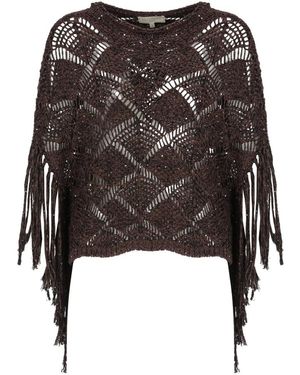 Antonelli Truien & Vesten ,Bruin ,Katoen Brionia Sweater Met Franjes - Zwart