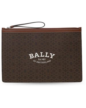 Bally Logo große clutch tasche braun
