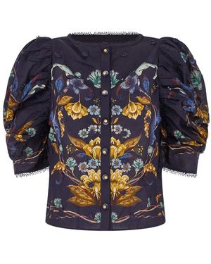FARM Rio Overhemden ,Blauw ,Golden Nature Long Sleeve Jersey Blouse