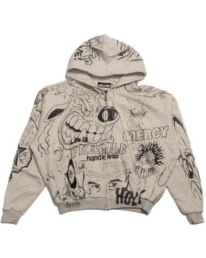 HELLSTAR Zip Up Graffiti Hoodie - Grau