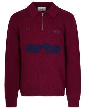 Arte' Round-Neck Knitwear - Rosso