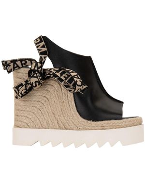 Stella McCartney Schoenen ,Zwart ,Leer Sandaal Met Sleehak