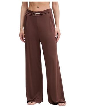 Liu Jo Broeken ,Bruin ,Glanzende Jersey Broek