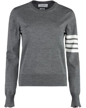 Thom Browne Truien & Vesten ,Grijs ,Four-Bar Crewneck Sweater