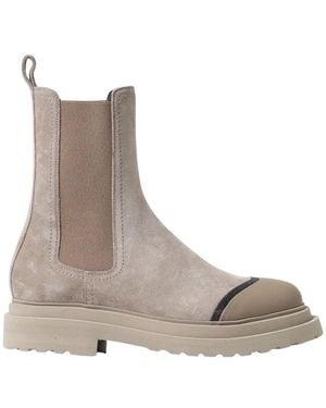 Brunello Cucinelli Suede Chelsea Boots Chunky Sole - Grau