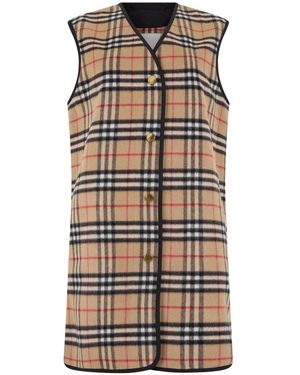 Burberry Woll-Kaschmir Karo-Weste - Natur