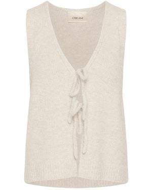 Cream V-Hals Gebreid - Naturel