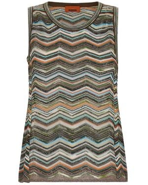 Missoni Top Zonder Mouwen Met Viscose-Blend En Chevron-Patroon - Groen