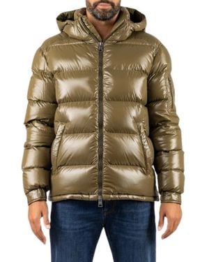 Herno Jassen ,Groen ,Polyester Glanzend Effect Donsjack - Naturel