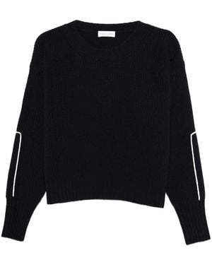 Roberto Collina Gerippter Wollpullover Mit Rundhalsausschnitt Und Stickerei - Schwarz