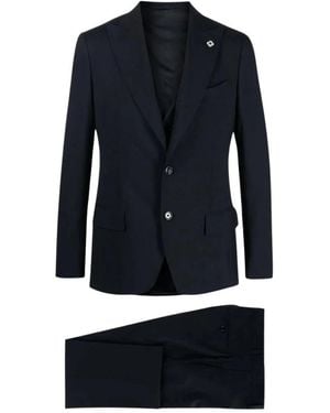Lardini Single-Breasted Pak Met Gilet - Blauw
