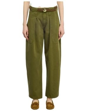 Semicouture Broeken ,Groen ,Katoen Wijde Broek