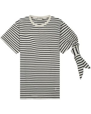 JW Anderson Tops ,Veelkleurig ,Katoen T-Shirt Met Geknoopte Mouwen - Meerkleurig