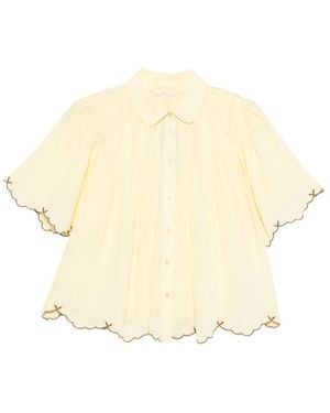 Yerse Overhemden ,Geel ,Micaela Shirt Met Korte Mouwen - Naturel