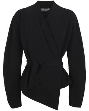 Cortana Midnight, Zwarte Stretch Wollen Jas