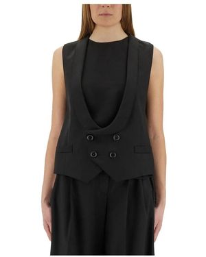 Moschino Gilet Tela Di Lana - Schwarz