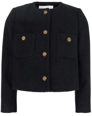 Ba&sh Schwarze Crop-Jacke Mit Metallknöpfen