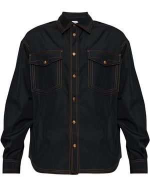 Versace Shirt Met Contrasterende Stiksels - Blauw