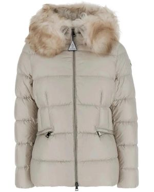 Moncler Jassen ,Leer Boed Jas - Grijs